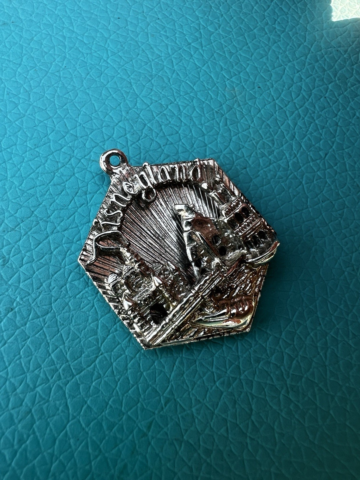 Vintage 1950's Disneyland Pendant Sterling Silver Hexagon Walt Disney Production