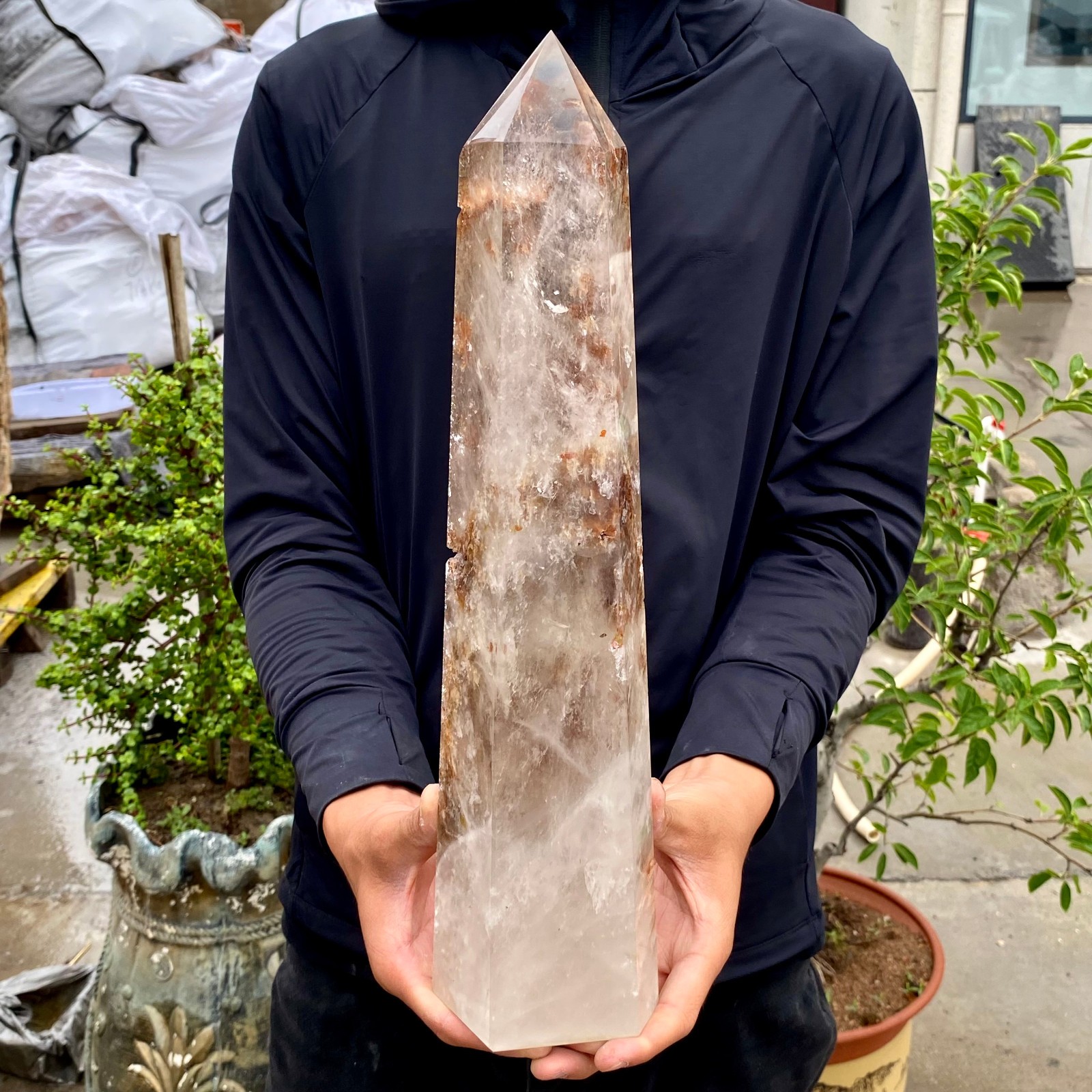 7.47LB Large Natural Clear White Crystal Obelisk Transparent Quartz Energy