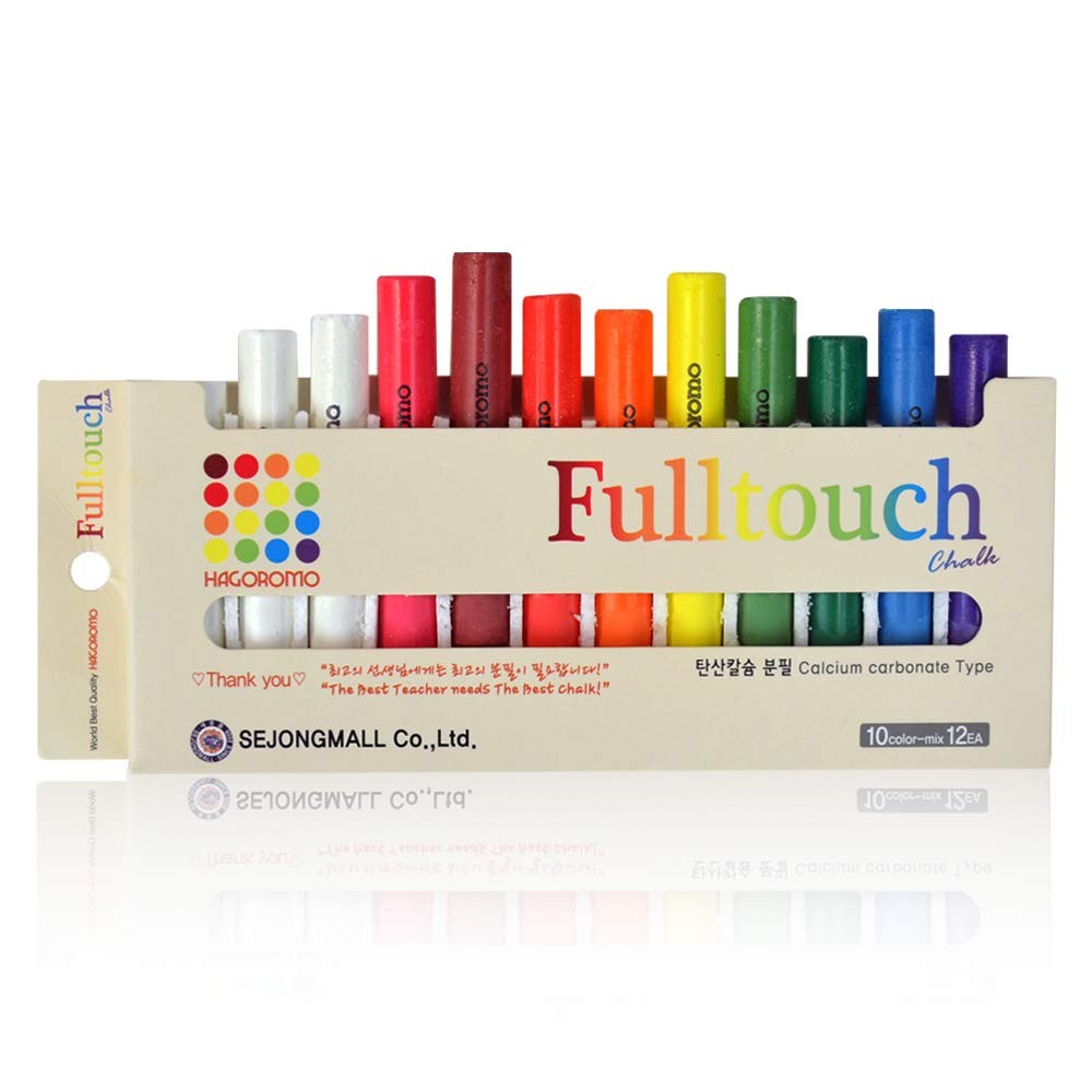 HAGOROMO Fulltouch Color Chalk Non-Toxic - [12 Pcs/10 Color Mix] 1 Box, Assorted