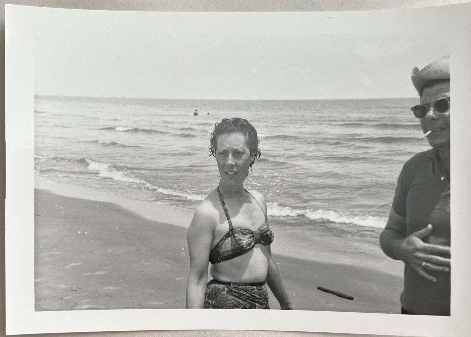 Grand Isle LA Beach Vintage Photograph Picture Black White Bikini Cigarette