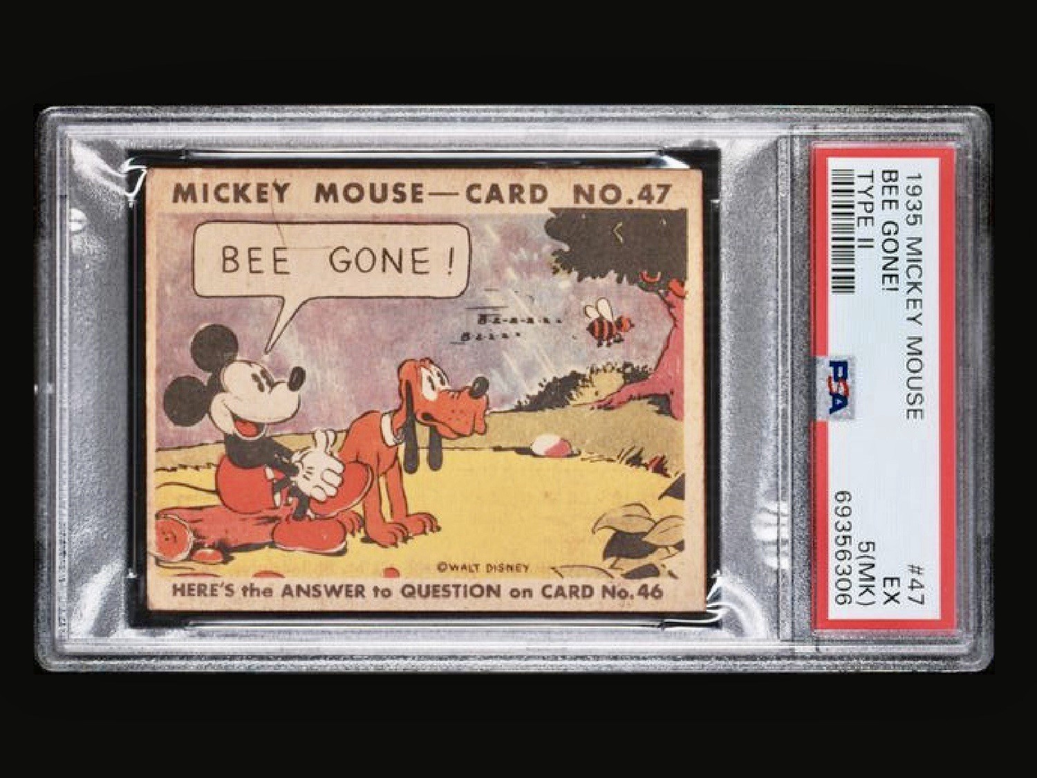 1935 Mickey Mouse Gum Card R89 TYPE 2 - #47- RARE - PSA 5 (MK) - Bee Gone