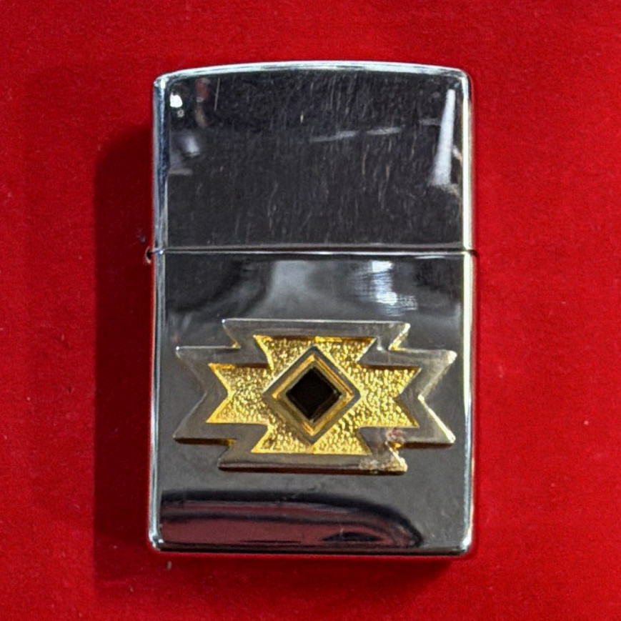 Zippo Chrome Tone Flip Top Lighter w/ Gold Tone Emblem Bradford, PA USA