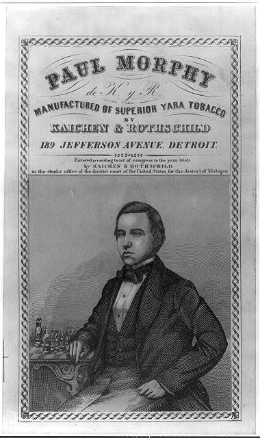 Photo:Paul Morphy c1859 Chess Portrait seated at board Detroit tobacco ad
