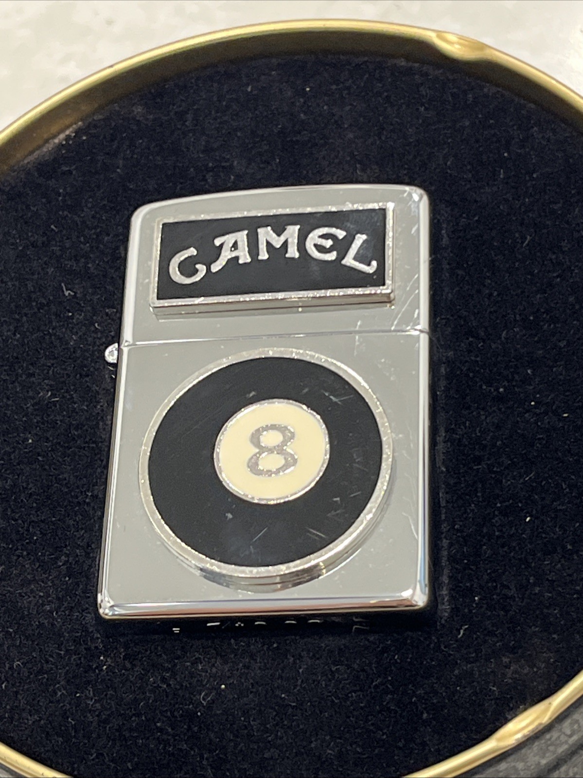 Vintage 1994 Zippo Lighter Camel 8 Ball Emblem - High Polish Chrome- Unfired