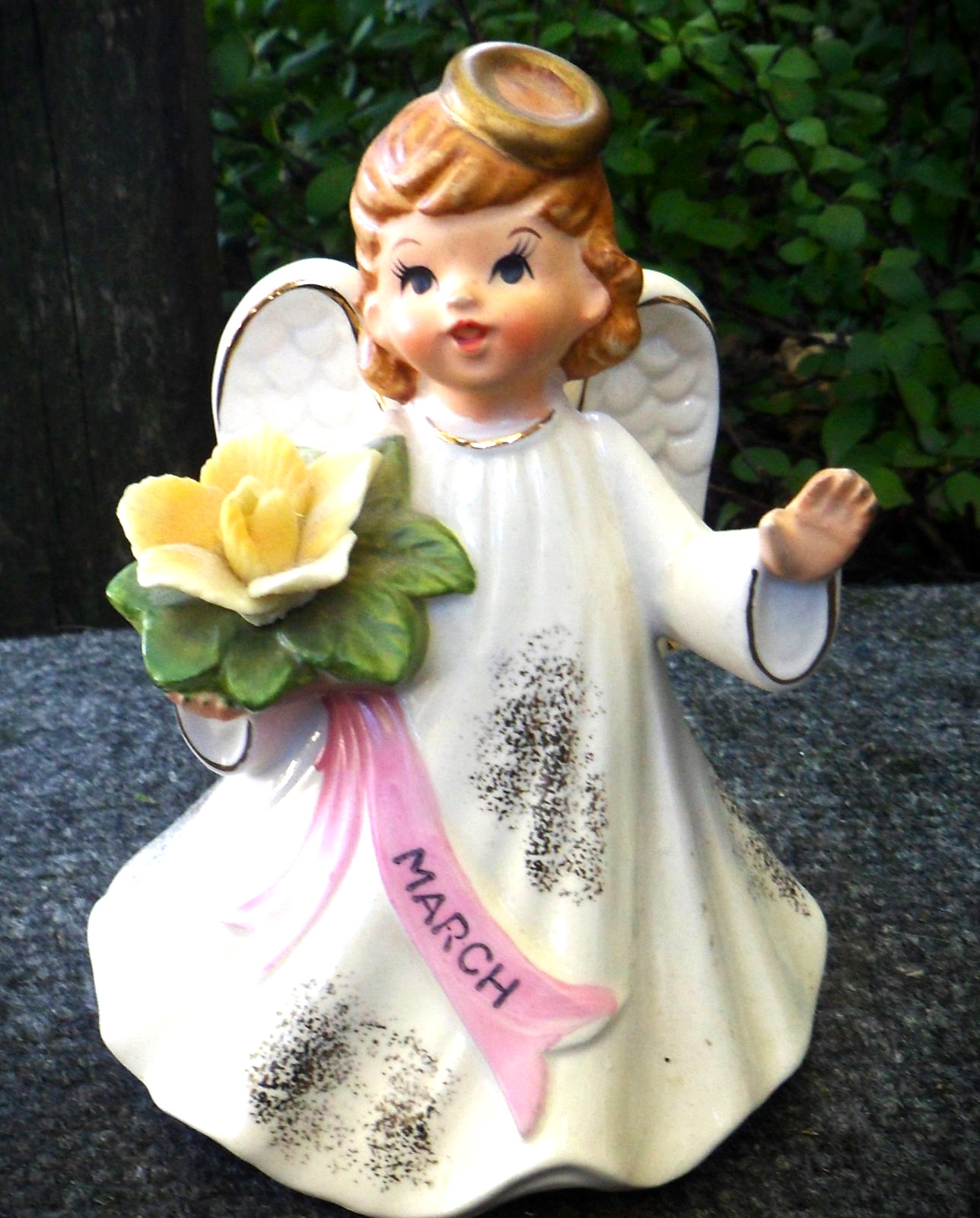 Lefton Vintage March Birthday Musical Angel 5.5