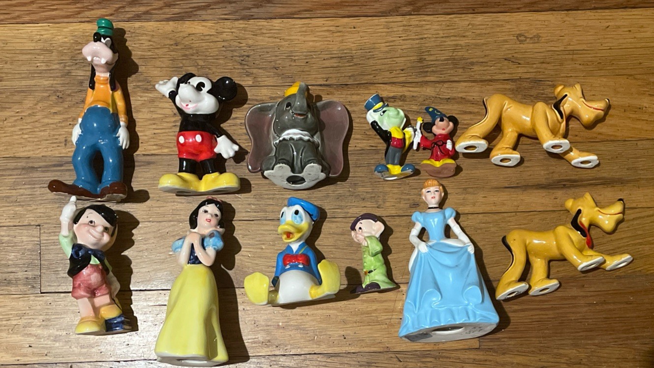 Disney Porcelain Figurines Lot of 12 - Cinderella Mickey Snow White Princess