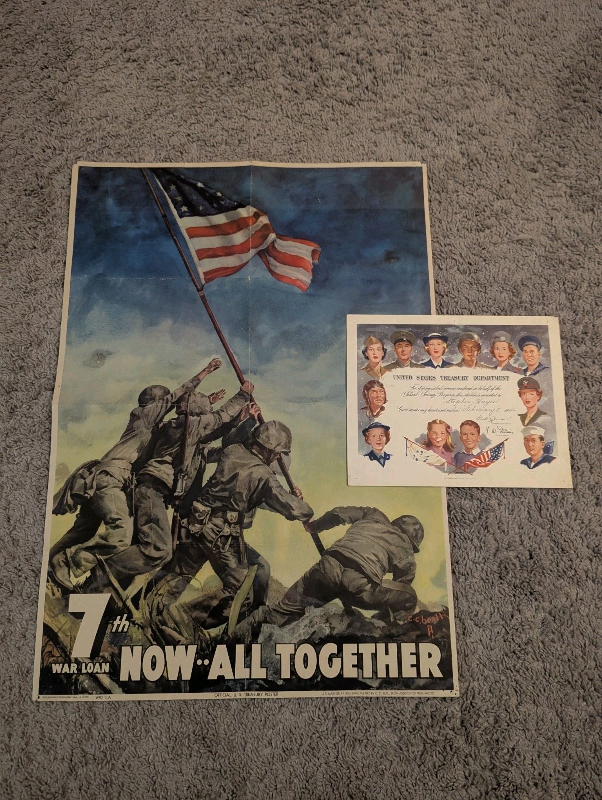 WWII 1945 Iwo Jima 7th War Loan Poster - 18.5\