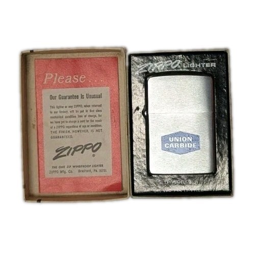 Vtg 1970\'s Union Carbide Advertising Lighter CIB RARE Dealer Linde NJ