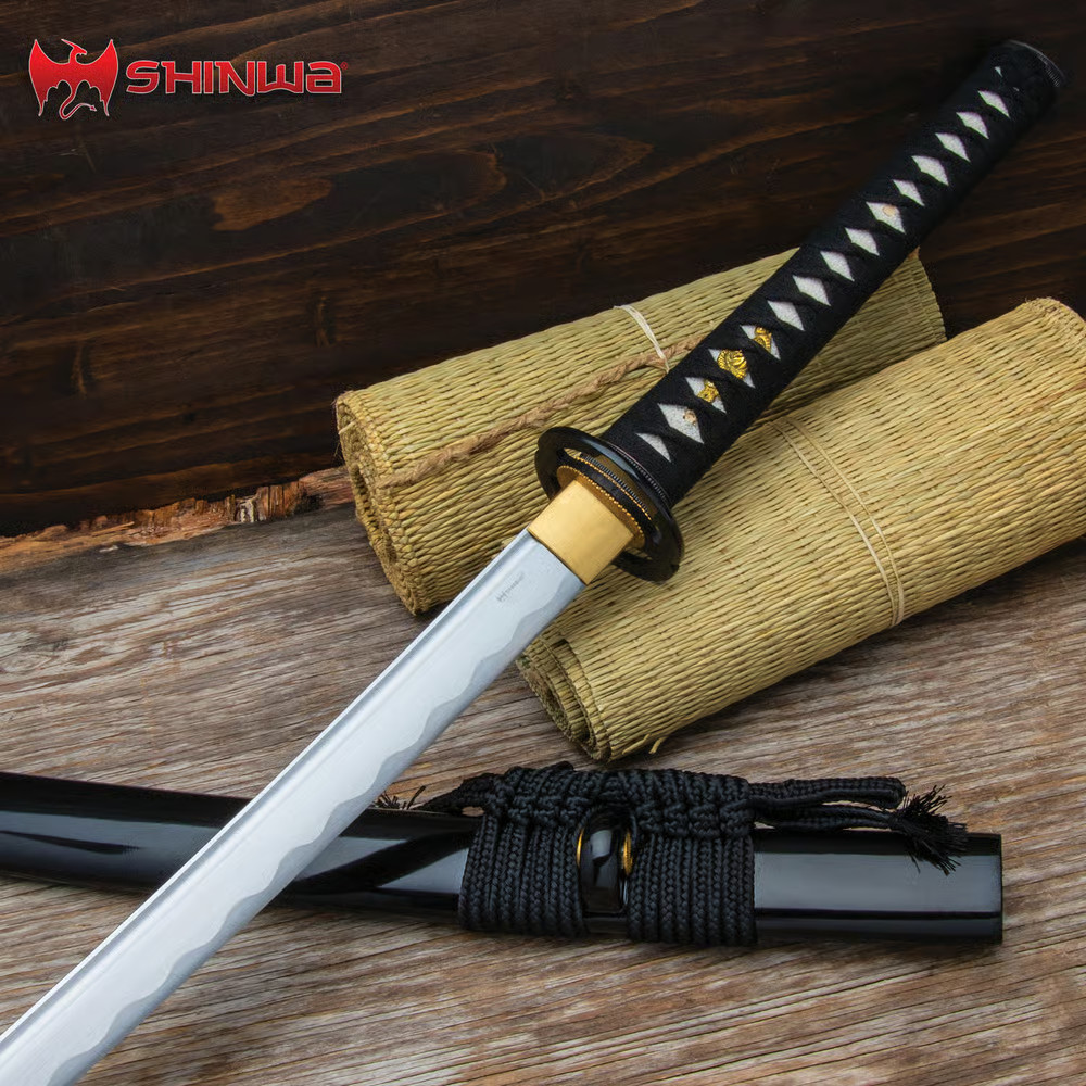 Shinwa Miyamoto Katana 41 and 7/10 Inch Total Length Samurai Sword And Scabbard Shinwa Miyamoto Katana 41 and 7/10 Inch Total Length Samurai Sword And Scabbard
