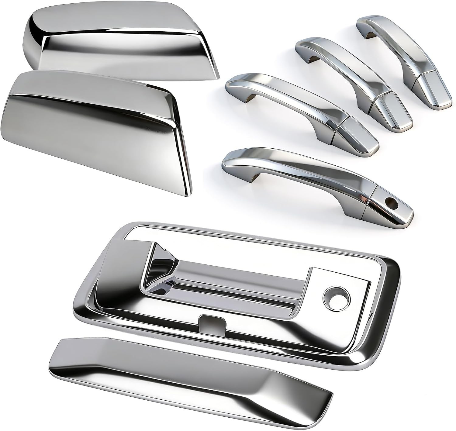 Chrome Door Handle Mirror Covers Tailgate Cover Camera Hole Silverado Sierra 14-