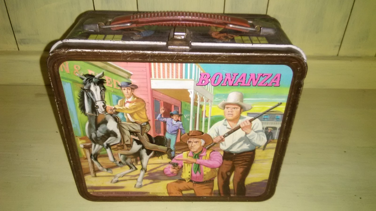 Vintage 1963 Bonanza Metal Lunchbox Aladdin Industries Vibrant Colors