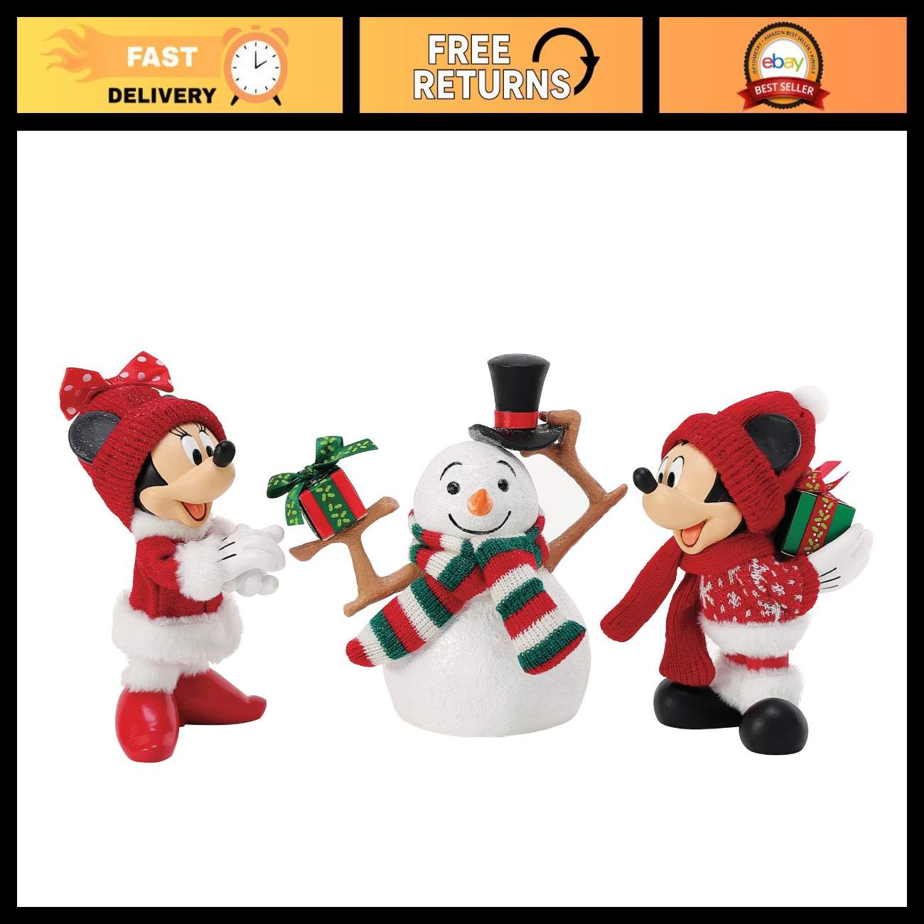 Disney Mickey Minnie Mouse Merry Magical Figurine Set - 6.5 Inch Collectible Dec