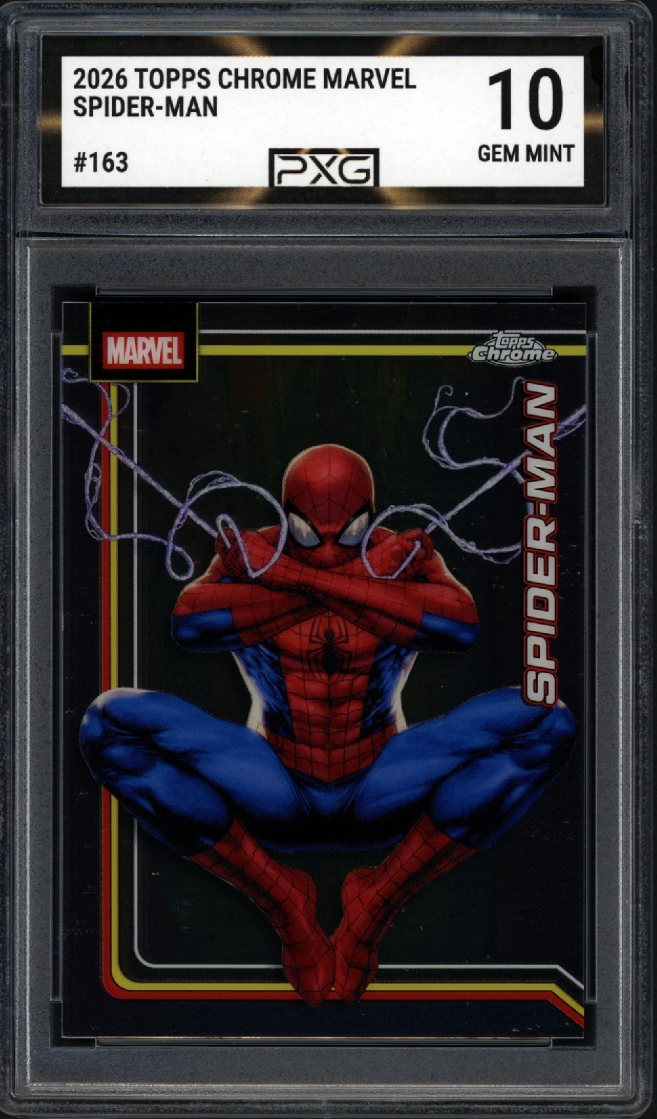 2026 Topps Chrome Marvel SPIDER-MAN #163 Graded PXG 10 Gem Mint