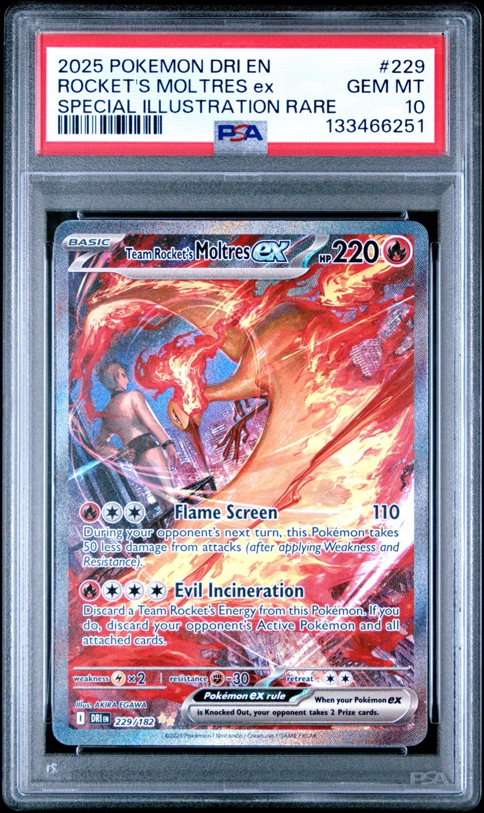 Pokémon Team Rocket Moltres EX 229/182 Destined Rivals PSA 10