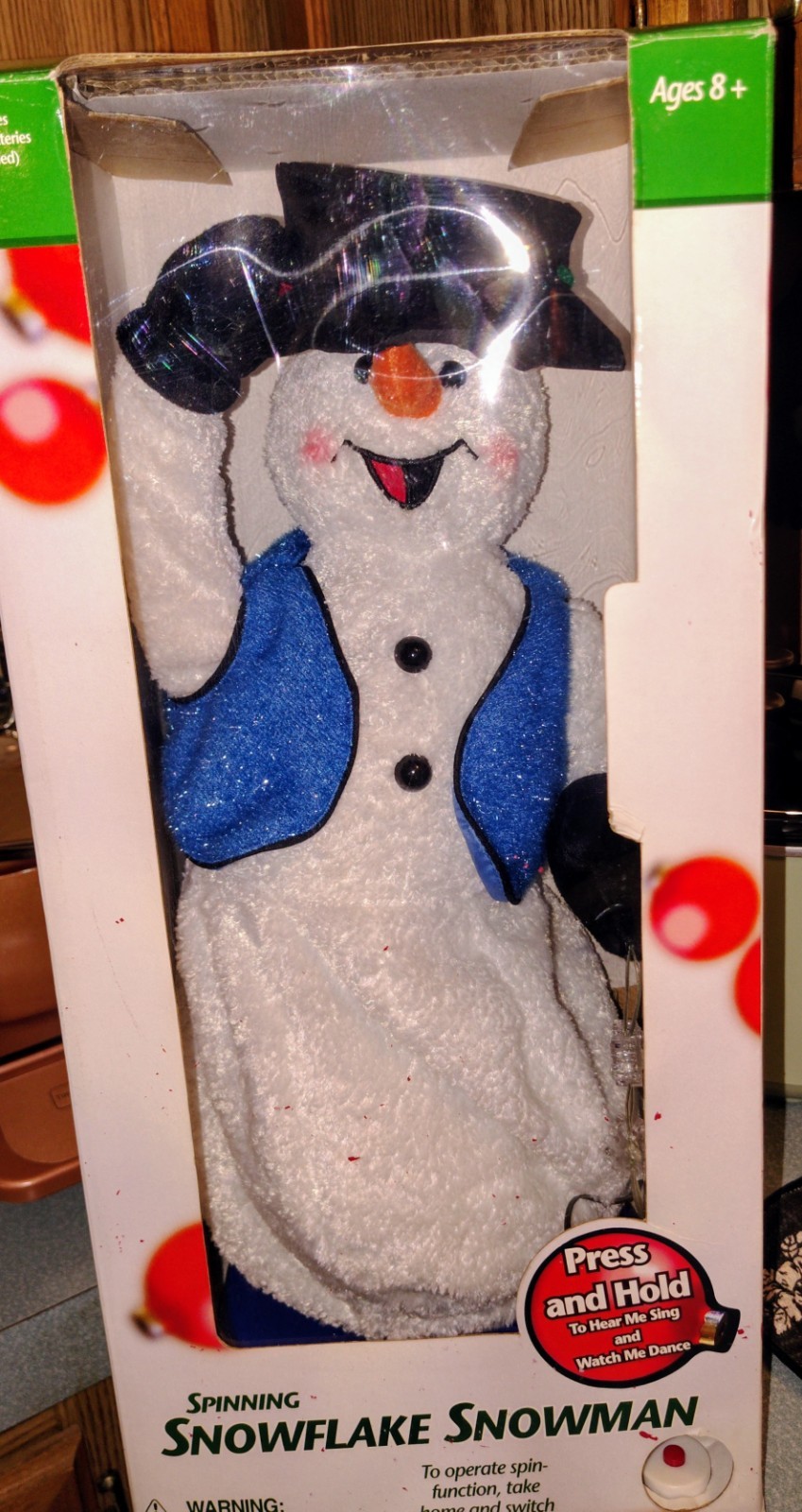 Vintage Gemmy Snowflake Spinning Snowman Singing Dancing & NIB Works See Video