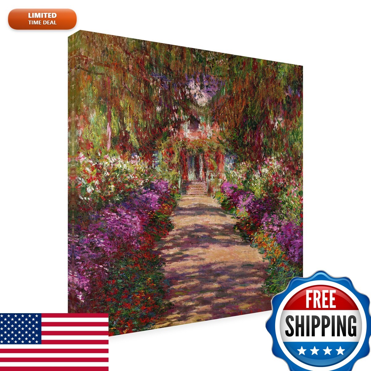 Trademark Fine Art Claude Monet 'A Pathway In Monet's Garden' Canvas 18x18