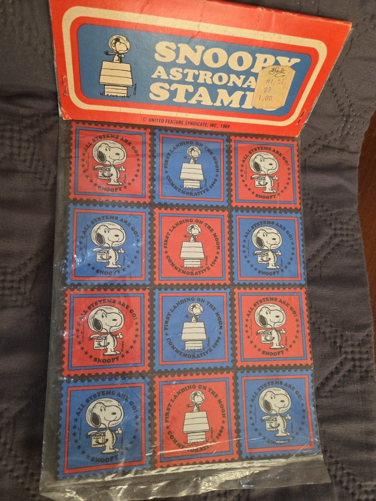 Vintage Snoopy  Astronaut Stamp/Stickers Rare 1969 UNOPENED RARE