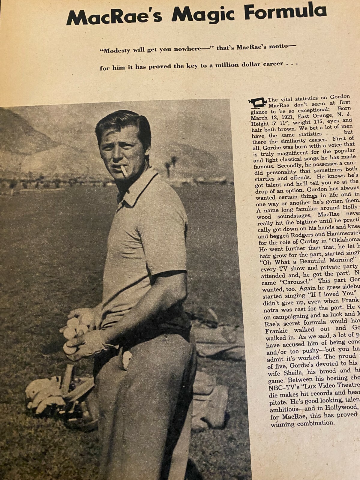 Gordon MacRae, Full Page Vintage Pinup