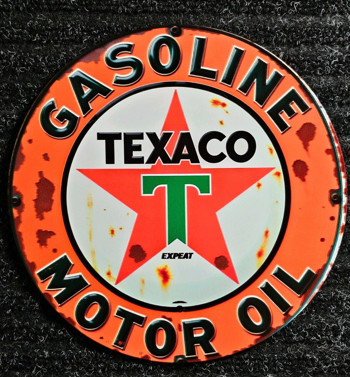 Texaco Gasoline Motor Oil 8 Dia Sign Vintage Style Gas Station