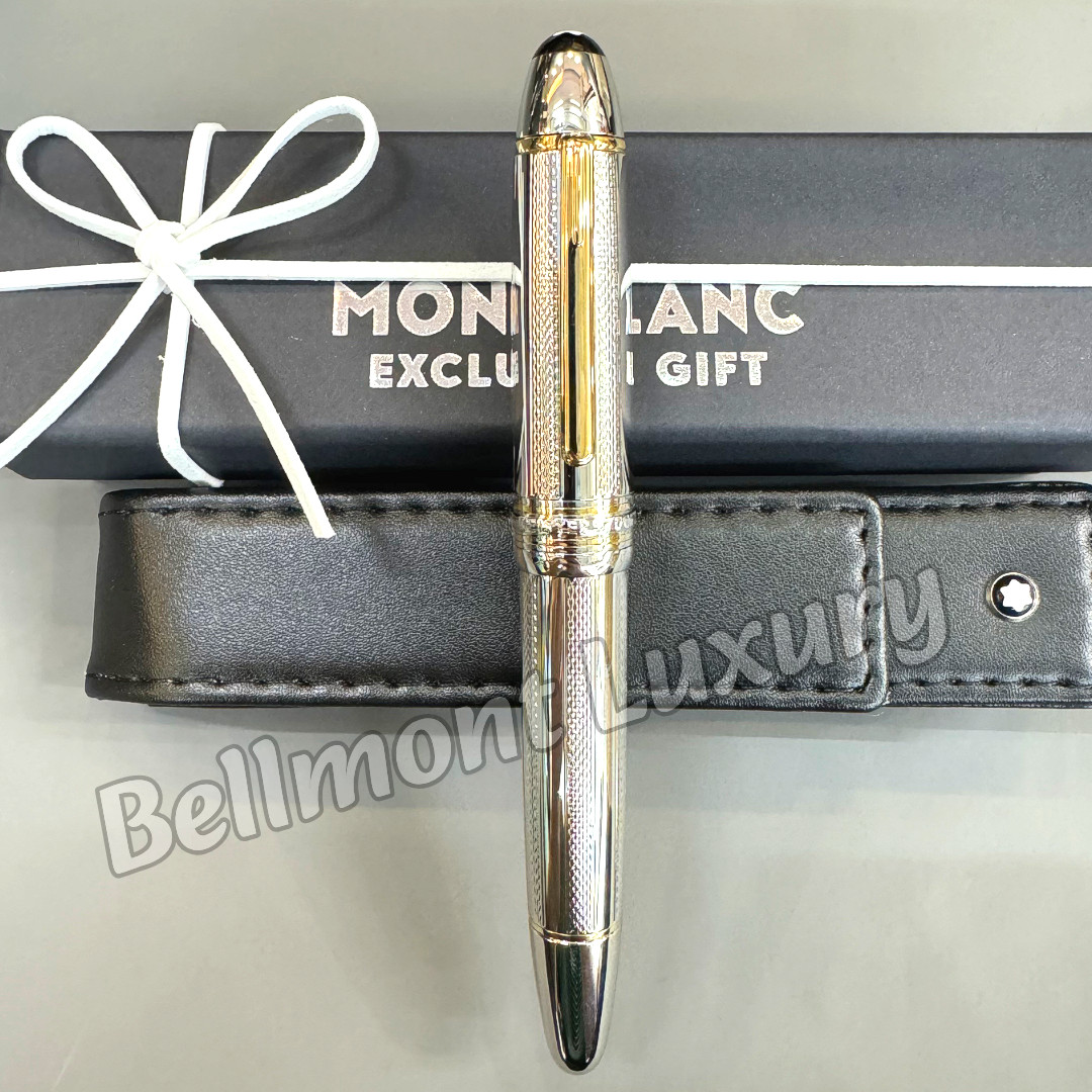 MONTBLANC Meisterstück 149 Silver Guilloche Rollerball Pen Gold Trim Rare Luxury