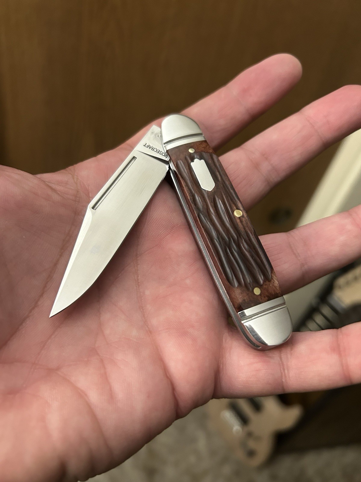 Rosecraft Blades Brown Bone Birchfield Camp Jack Slipjoint Pocket Knife New