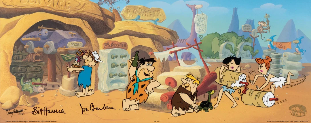 Hanna Barbera:Fred\'s Spare Tire (The Flintstones)-LE Cel-Signed by Hanna+Barbera