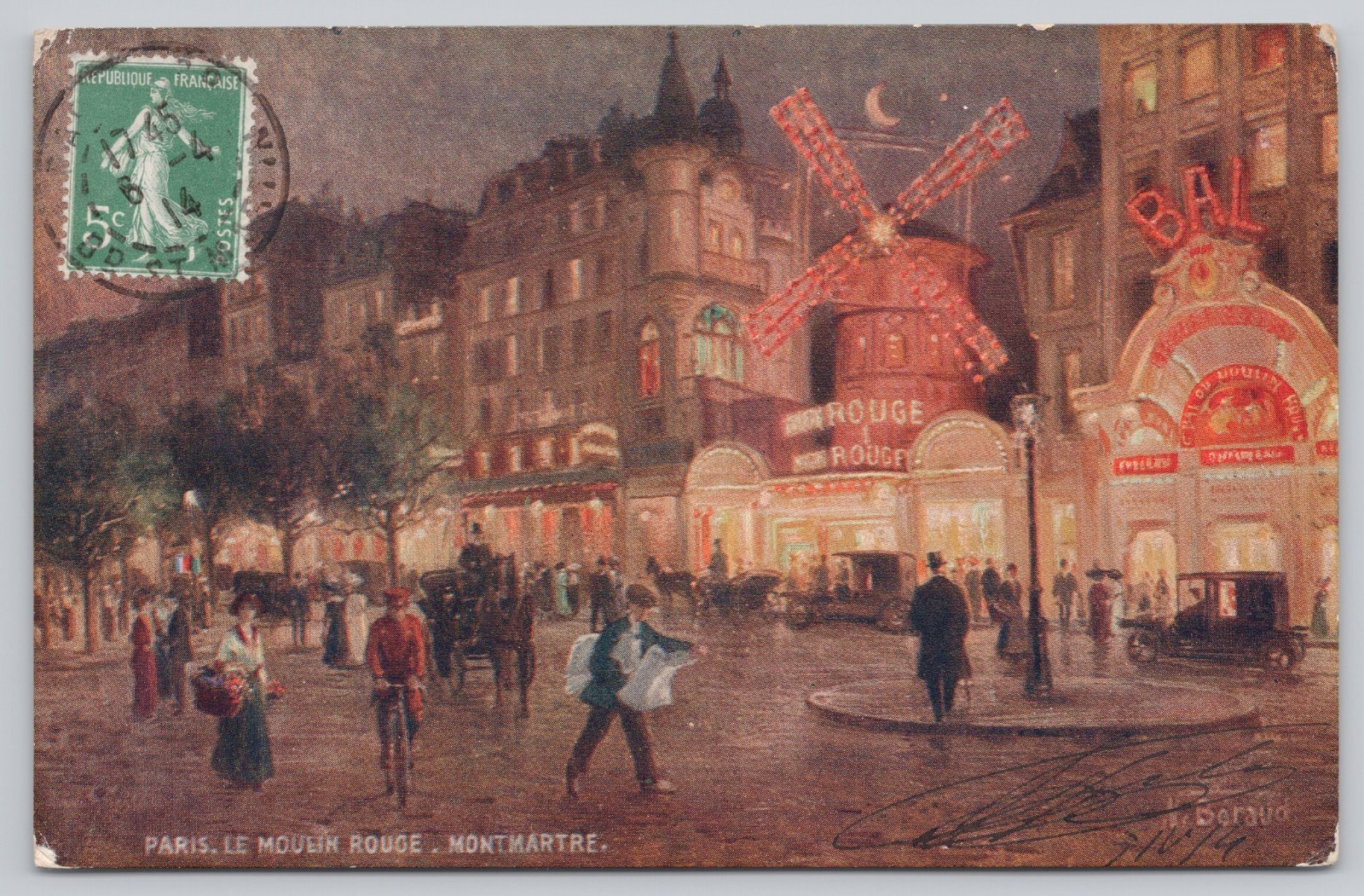 Raphael Tuck Oilette Paris Moulin Rouge Montmartre France Postcard