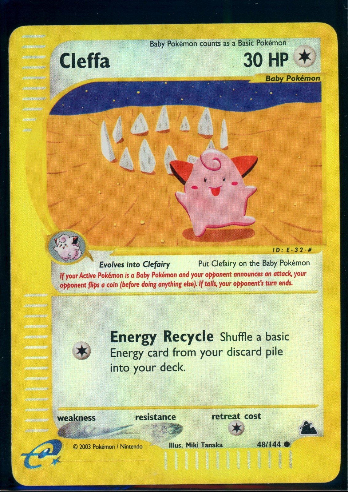 Pokemon SKYRIDGE - #48/144 Cleffa - Reverse Holo - ENG - Near Mint