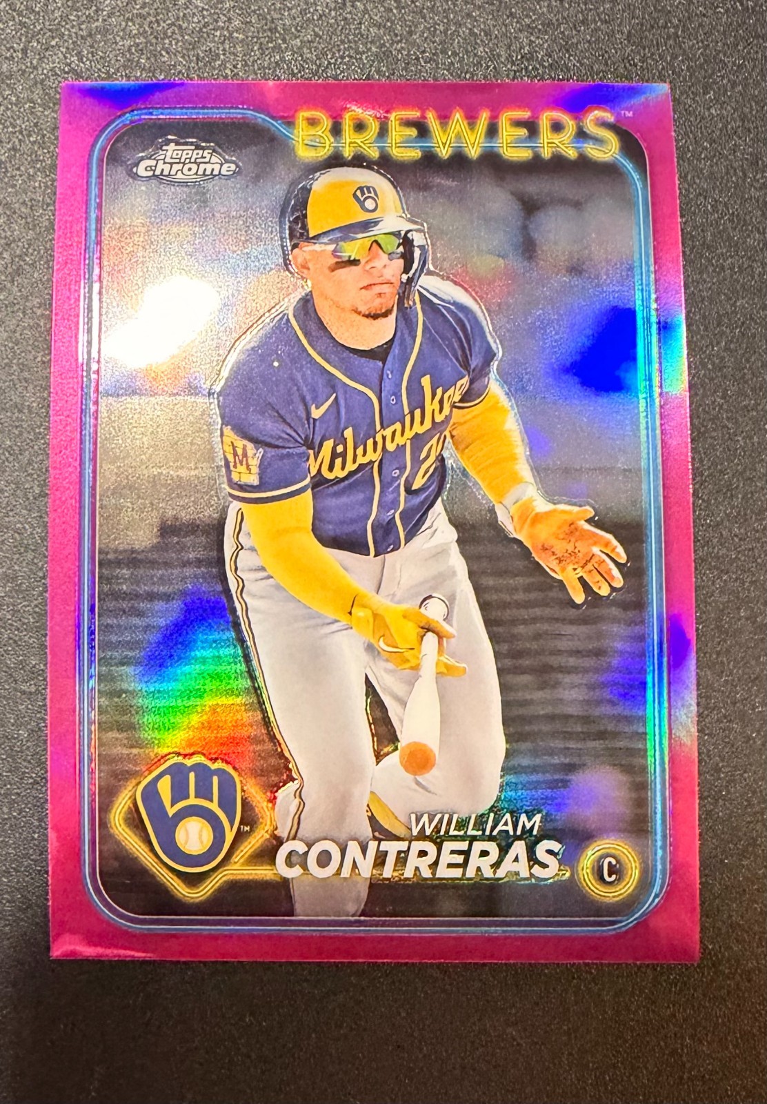 2024 Topps Chrome William Contreras Milwaukee Brewers Pink Refractor #24