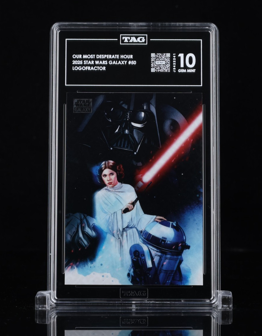 2025 TOPPS STAR WARS GALAXY #50 LOGOFRACTOR /77 OUR MOST DESPERATE HOUR TAG 10