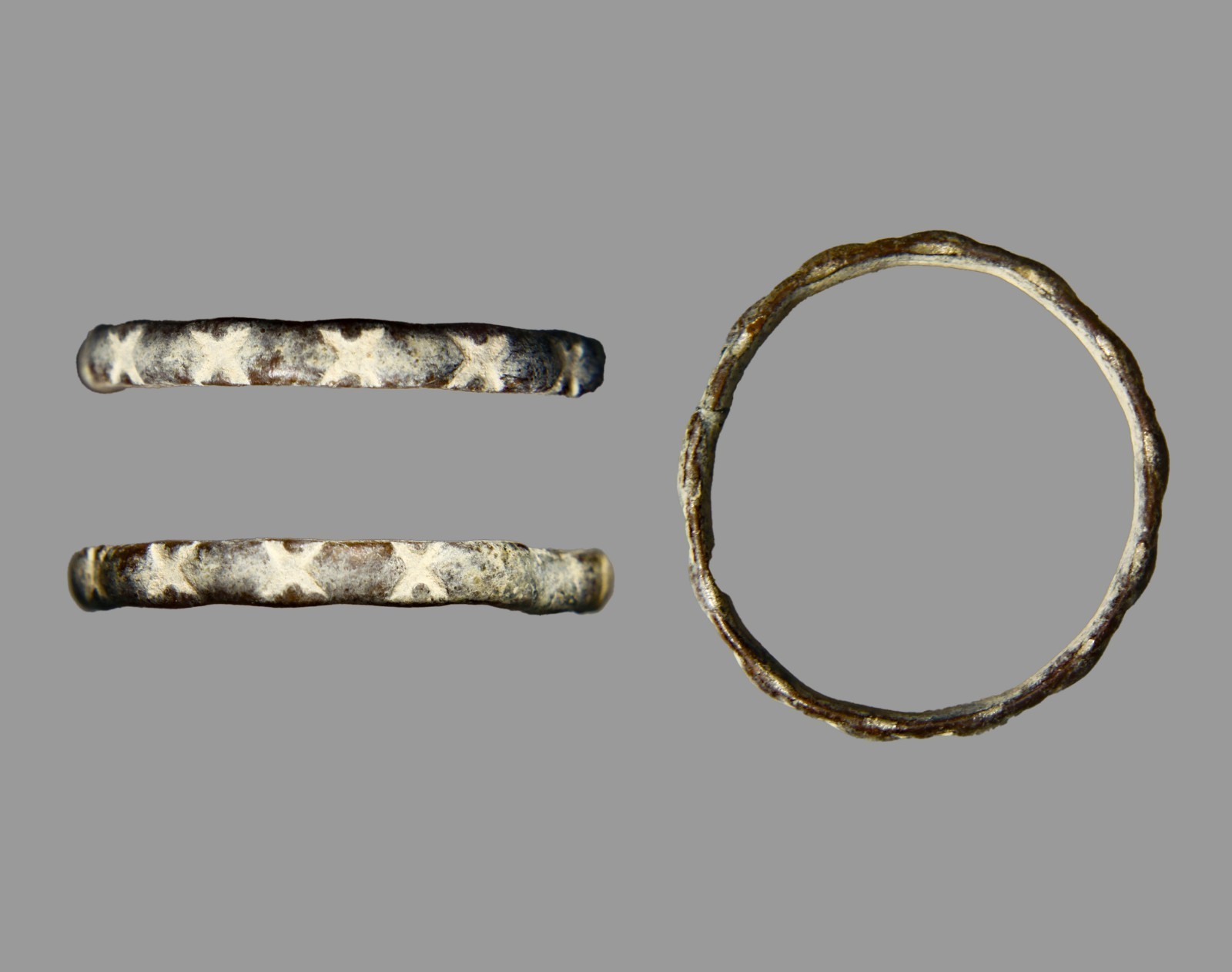 Ancient Mesapotamian Bronze Geometric Stamped Ring Size 8 c. 1200-600 BC COA