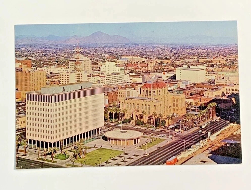 Downtown Aerial View of Phoenix Municipal Building Arizona Postcard Unposted