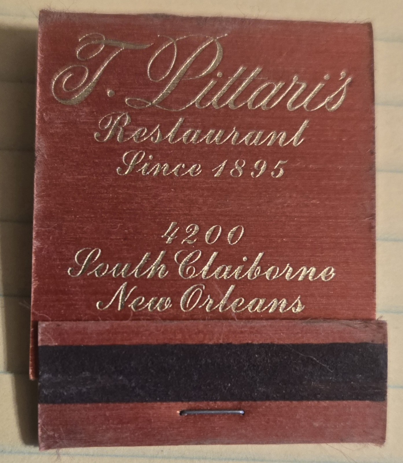 New Orleans T. PITTARI\'S Lobster French Vtg Used Matchbook LA XL7