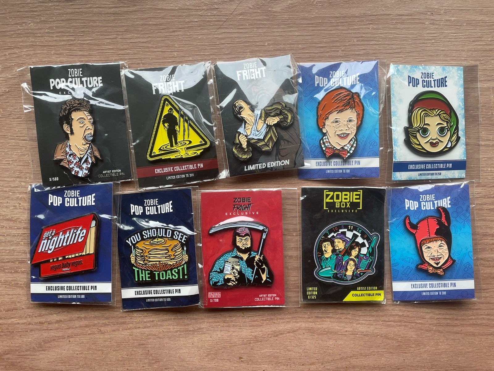 ZOBIE FRIGHT ARTIST EDITION ENAMEL PIN LOT Of 10. RARE