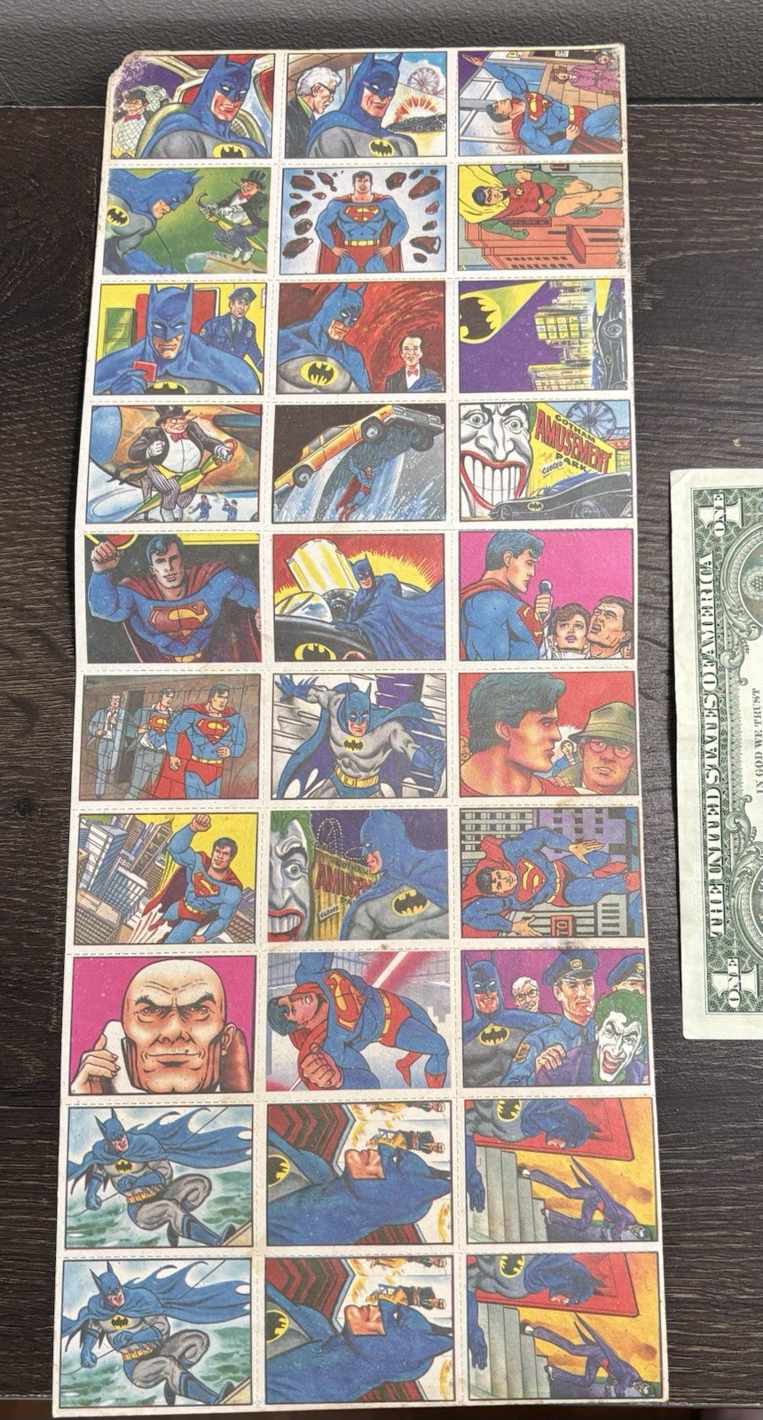 Batman vintage rare menko Trading cards uncut sheet 1960\'s Superman US Seller