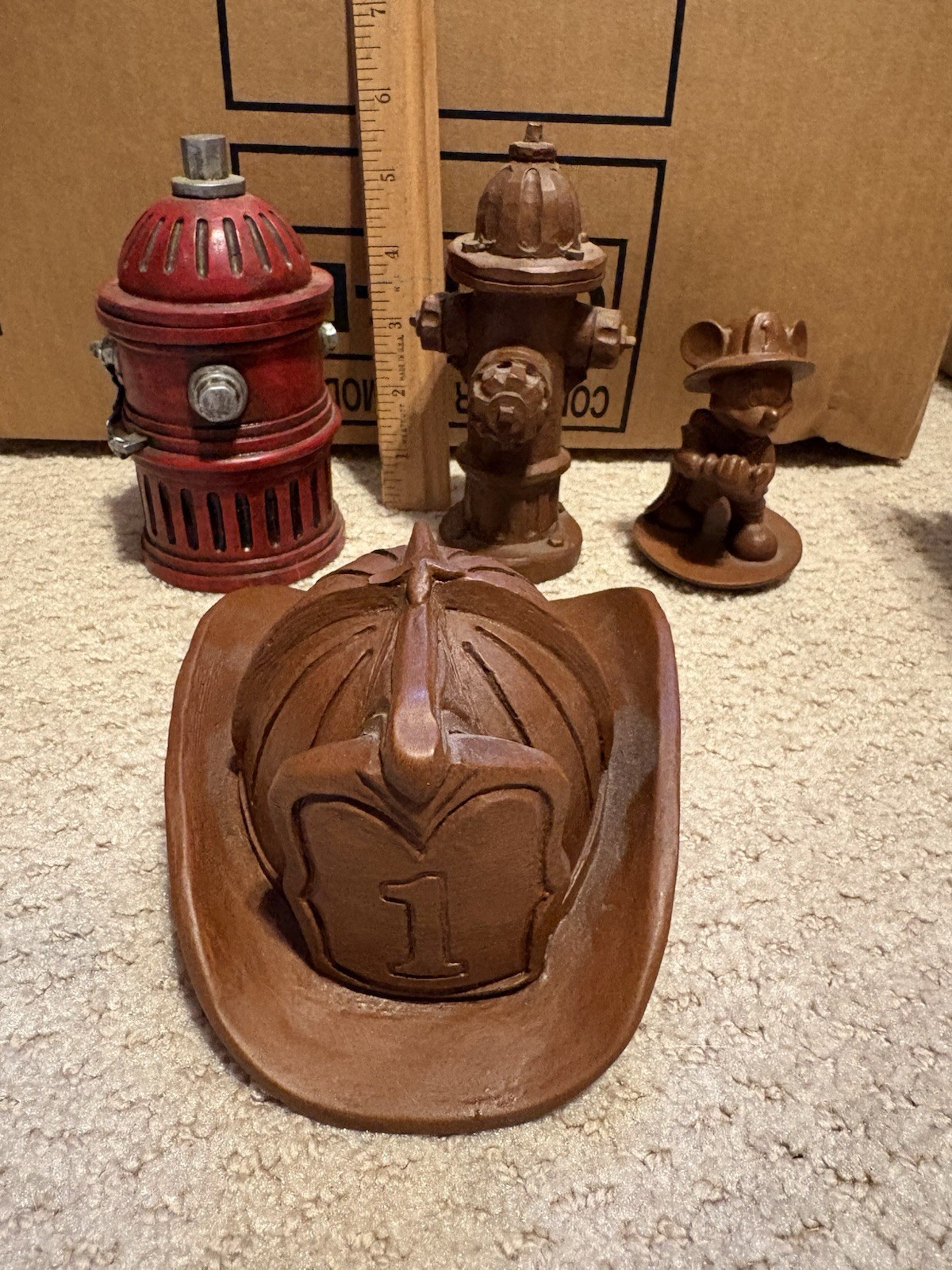 Vintage Red Mill MFG Fireman- Firefighter Themed Figures (3) Fire Hydrant Extra
