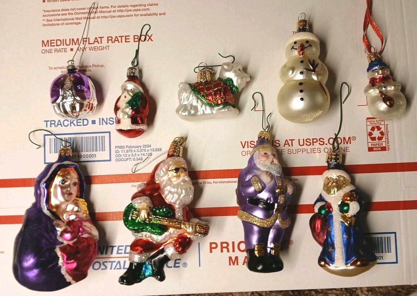 9 Old World Christmas Ornaments Lot Santa, Mary, Snowmen ++