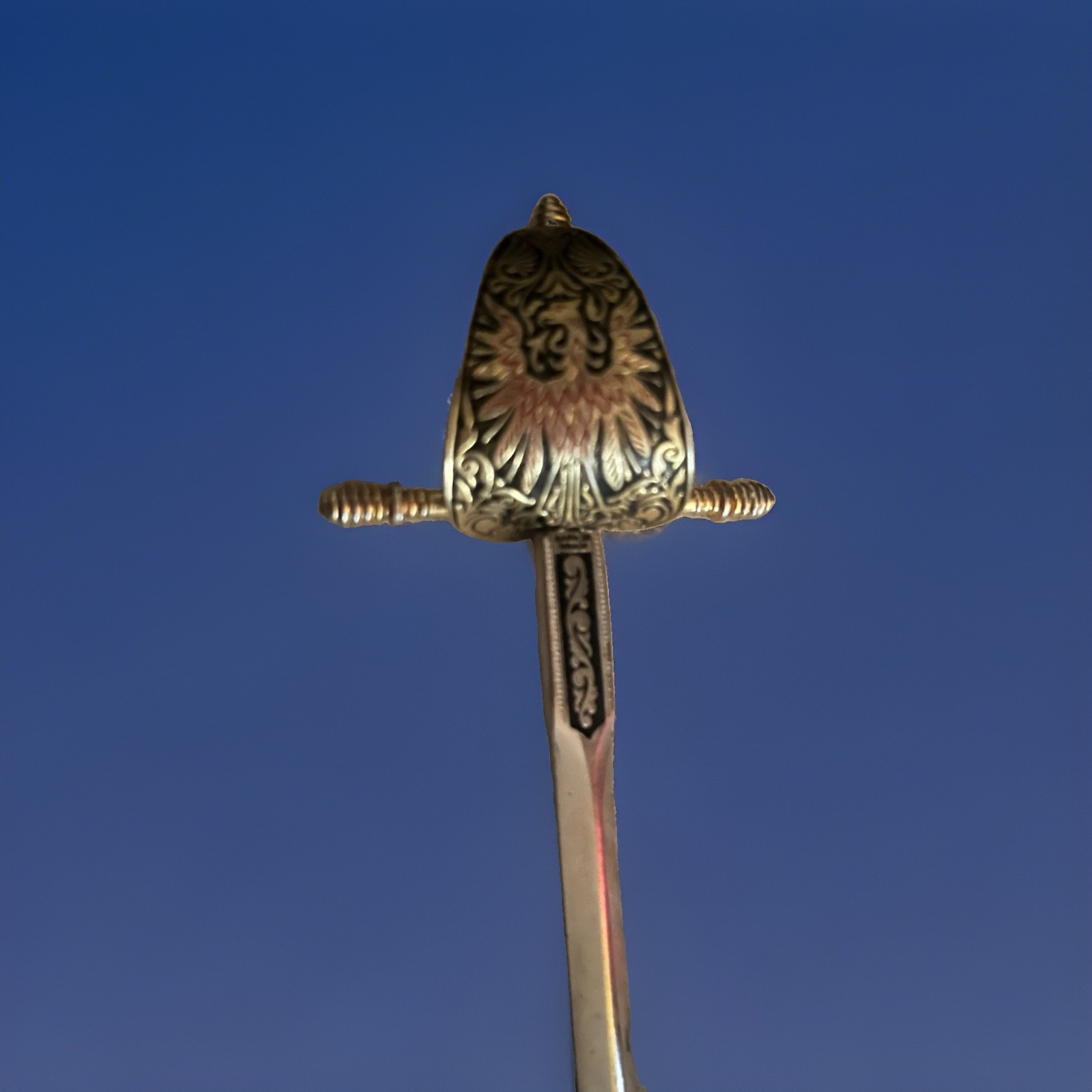 Vintage Toledo Spanish Rapier Sword Red Black StainlessLetter Opener Spain 6.75”