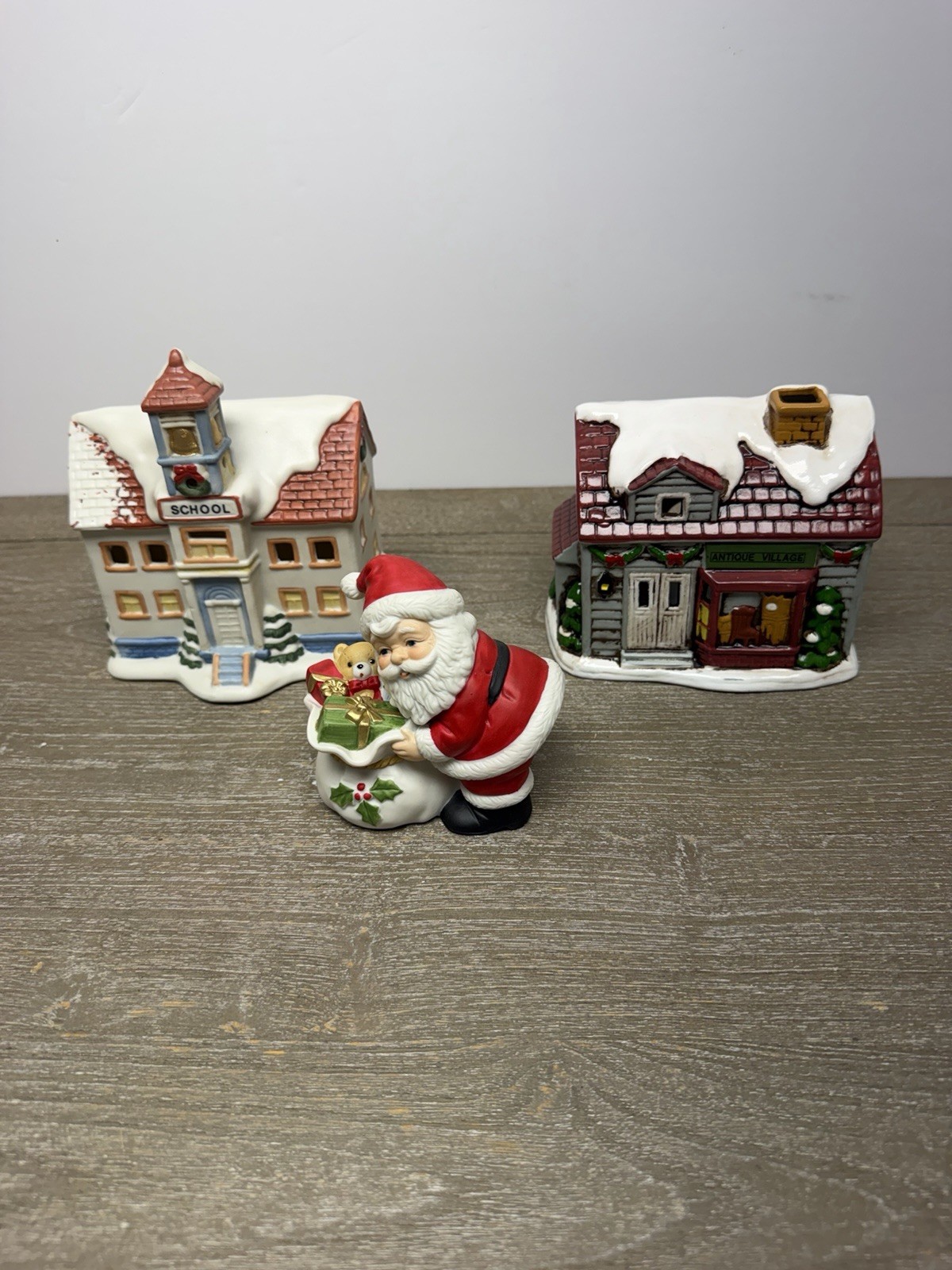 Lot Of 2 Vtg Homco Holiday Village School And Bakery Buildings