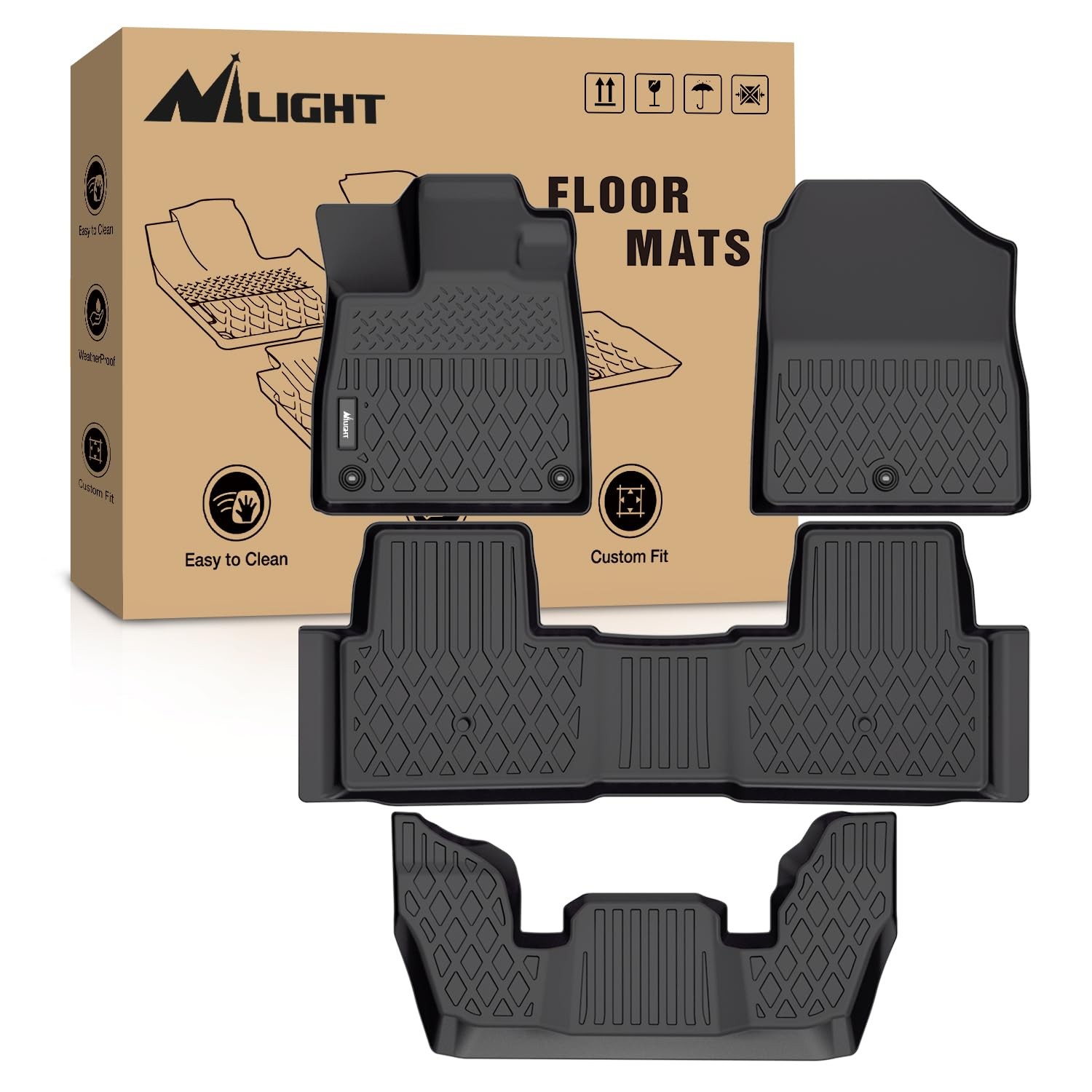 Honda Pilot TPE Floor Mats Nilight 2023 2026 Custom