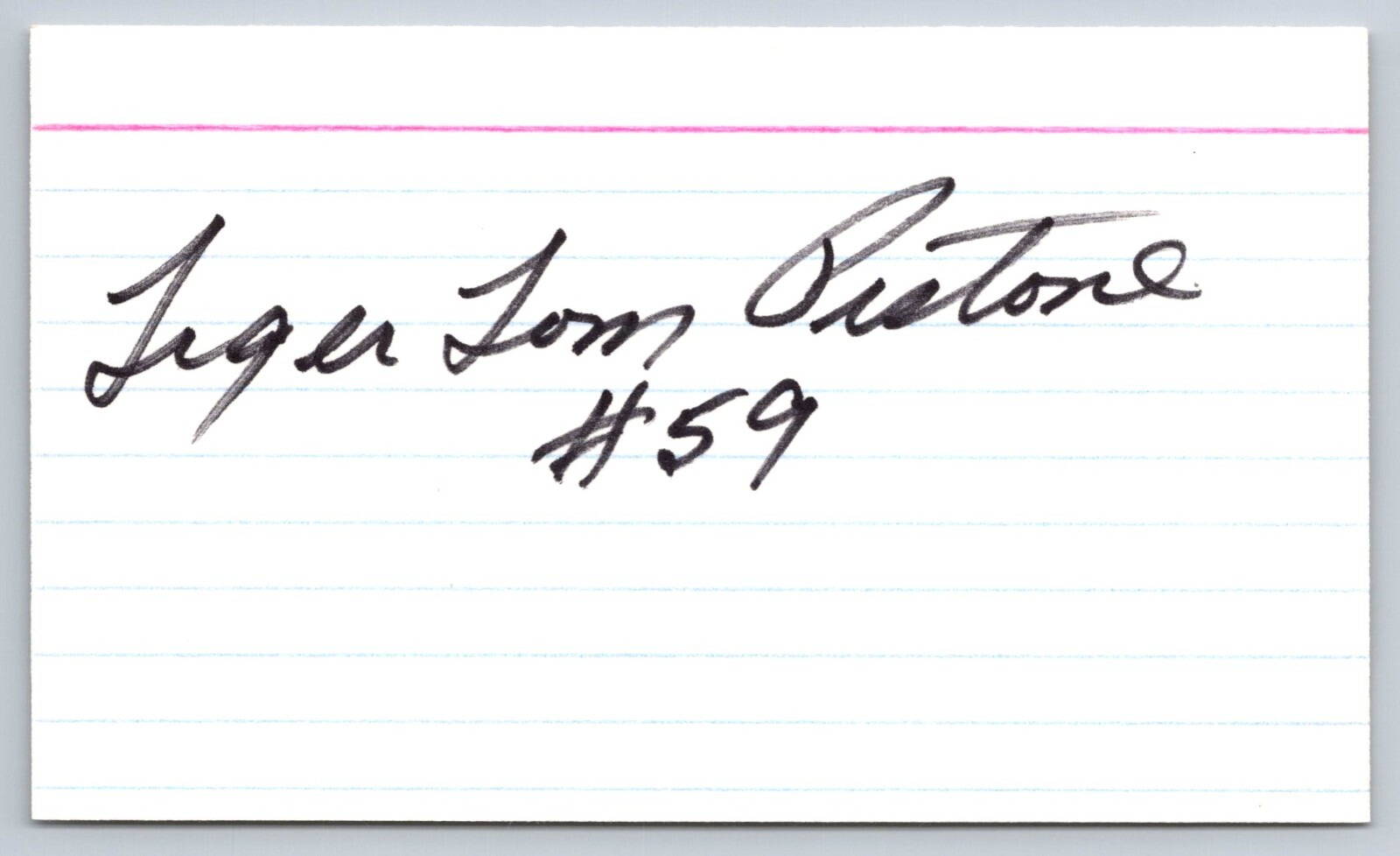Tiger Tom Pistone Signed Index Card - NASCAR - Race Car Driver