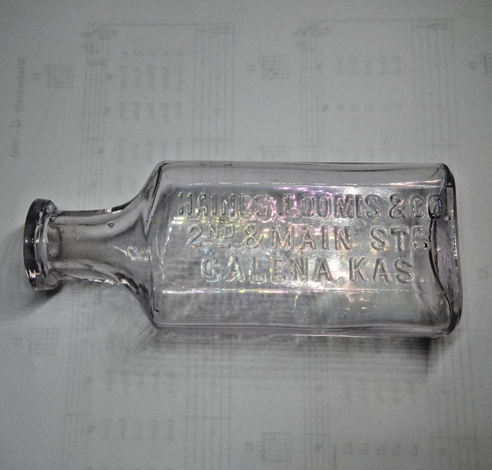 HAINES LOOMIS & CO. STREET PHARMACY GALENA KS KANSAS RARE PRISTINE BOTTLE