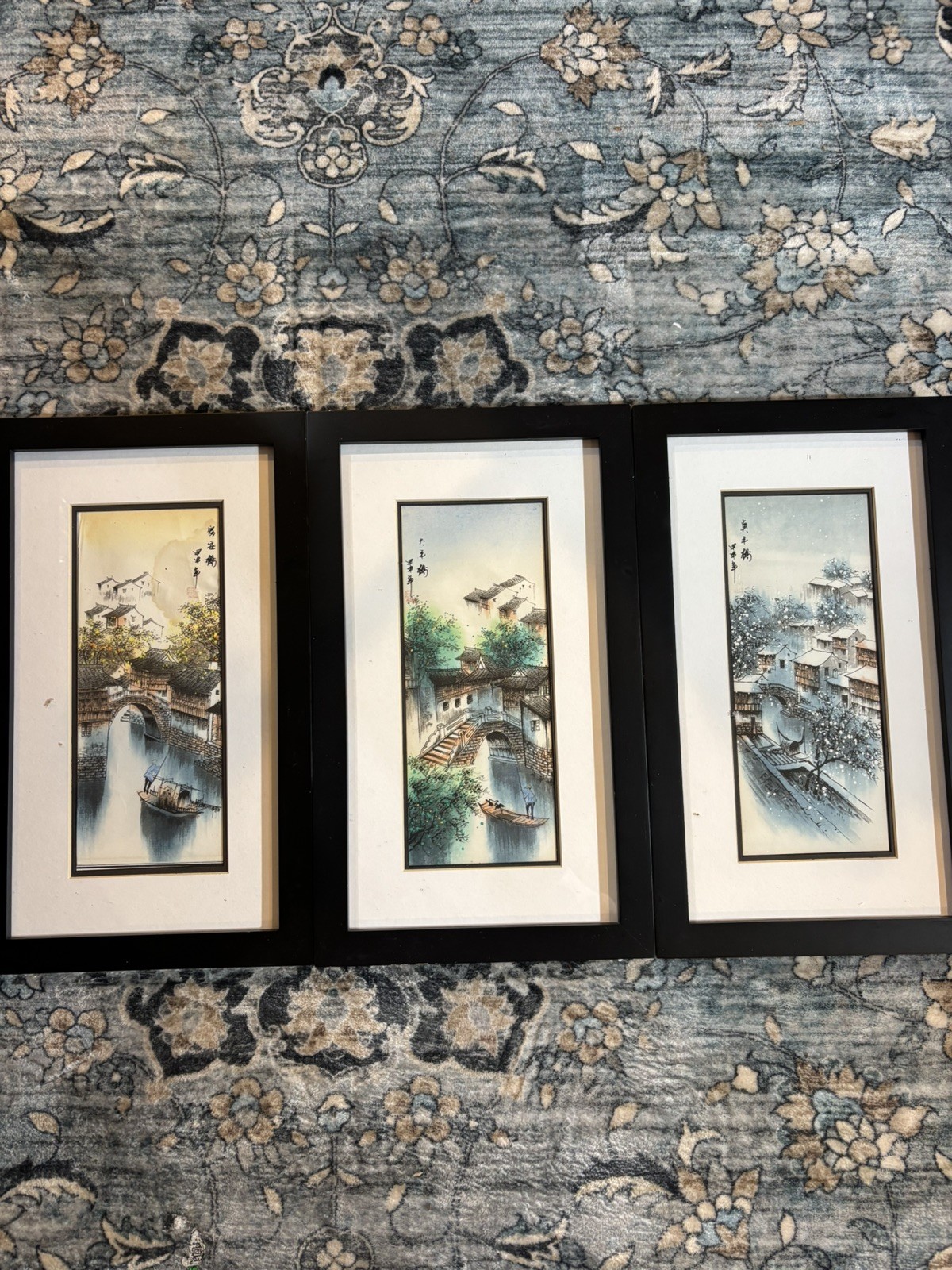 Coordinated Three-Piece Framed Collection | Chinese Calligraphy Red Artist Seals
