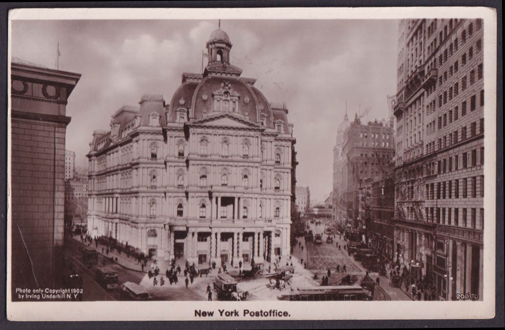 United States Post Office New York City RPPC postcard 1912 Irving Underhill 1902