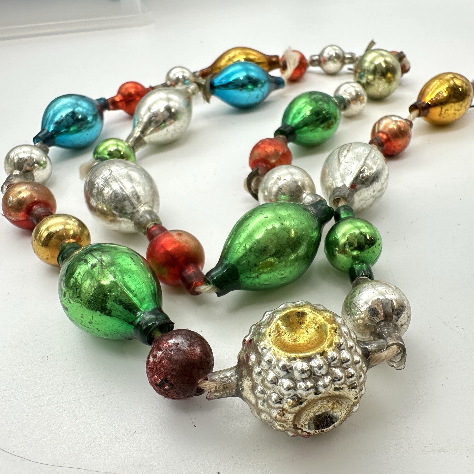 Antique Vintage German Mercury Glass Beads Garland