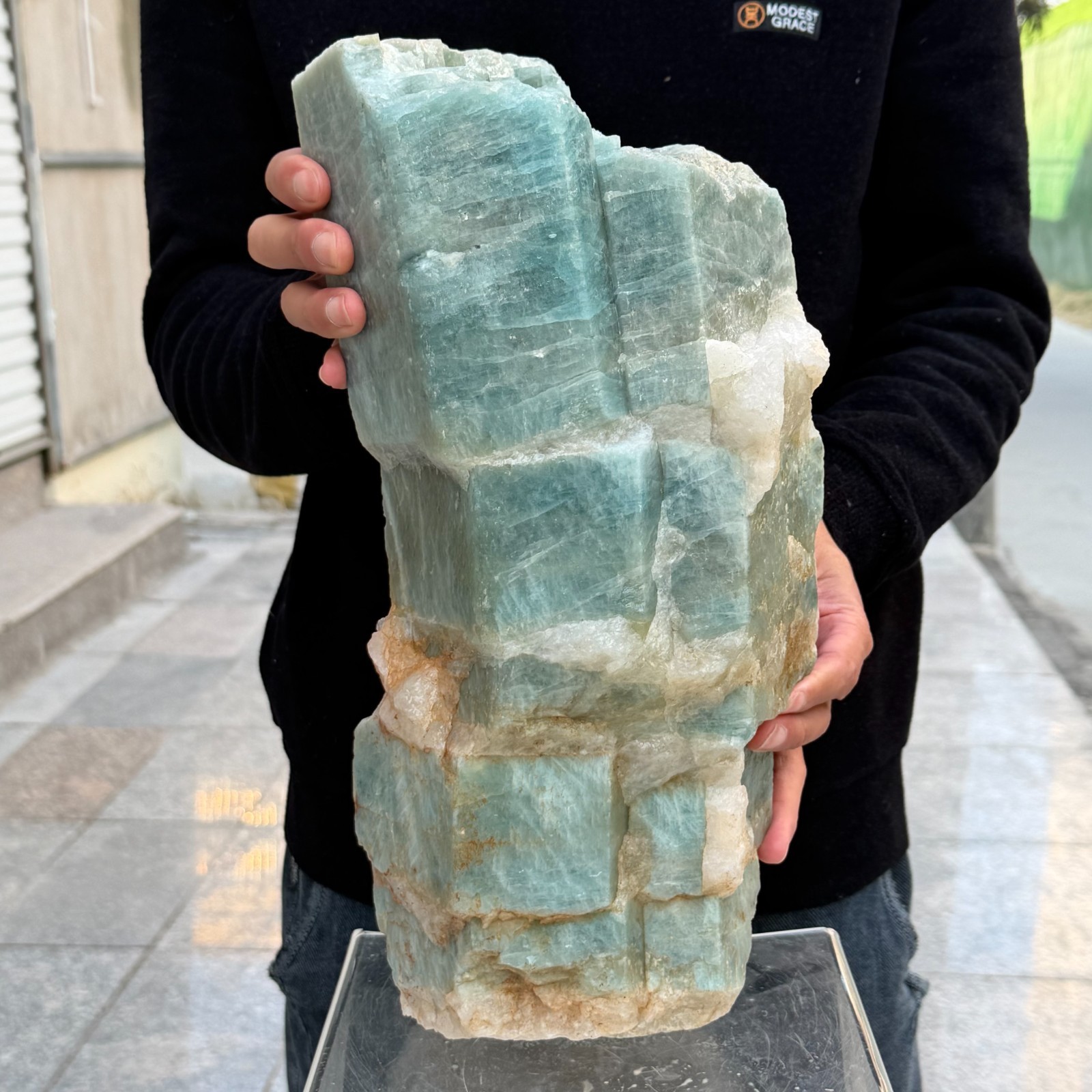 28.54LB Natural Bamboo Joint  Aquamarine Rough Crystal Gemstone Mineral Specimen