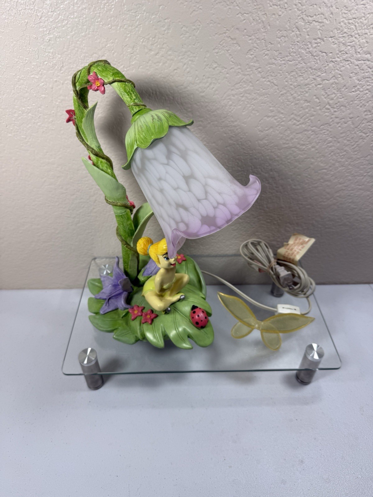 Hampton Bay - Disney Tinker Bell Flower Table Lamp -Green Leaf Base-BROKEN WINGS