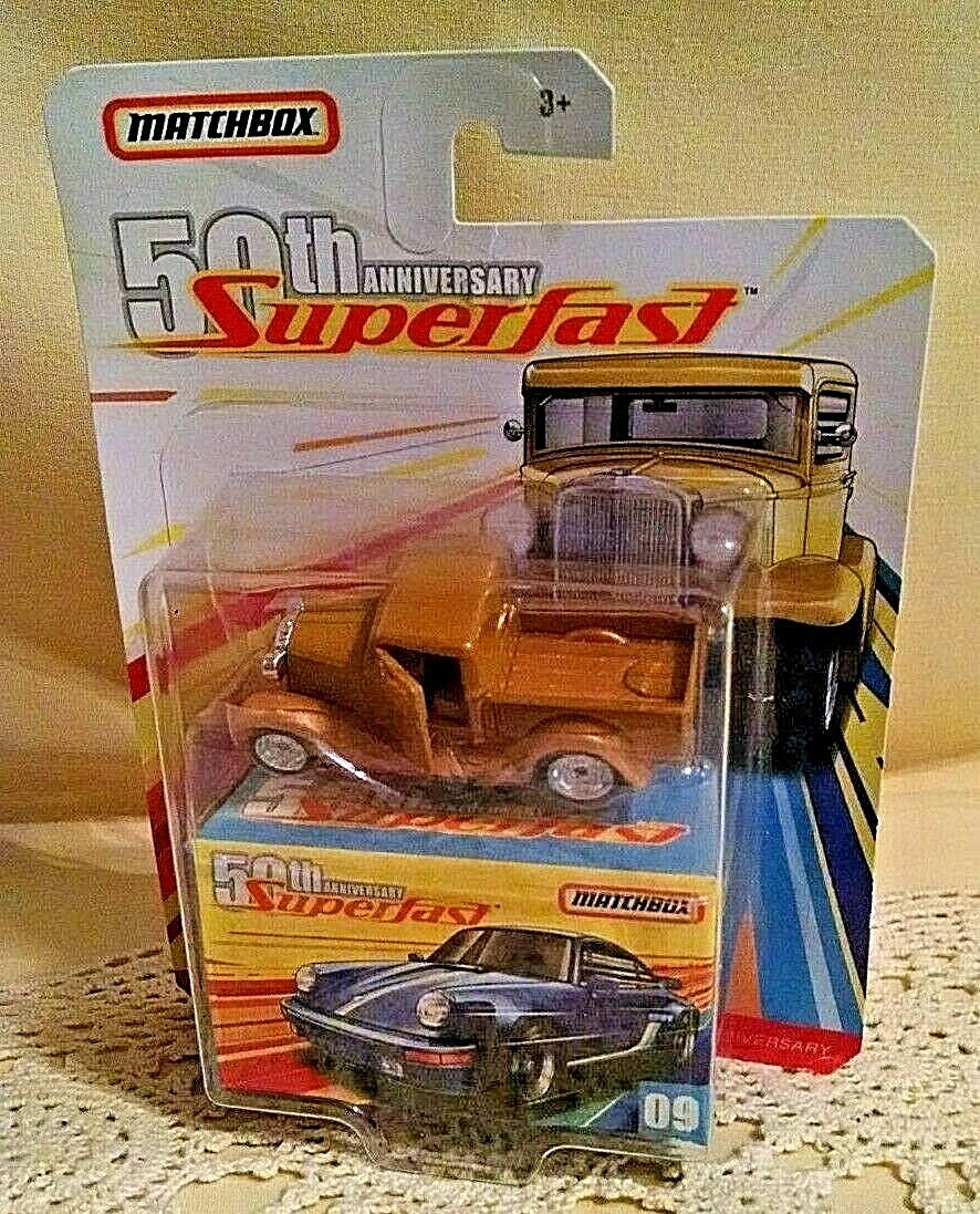 FORD PICKUP 1932 MATCHBOX FACTORY ERROR 09 BLUE PORSCHE BOX MATCHBOX 50TH ANNIV.