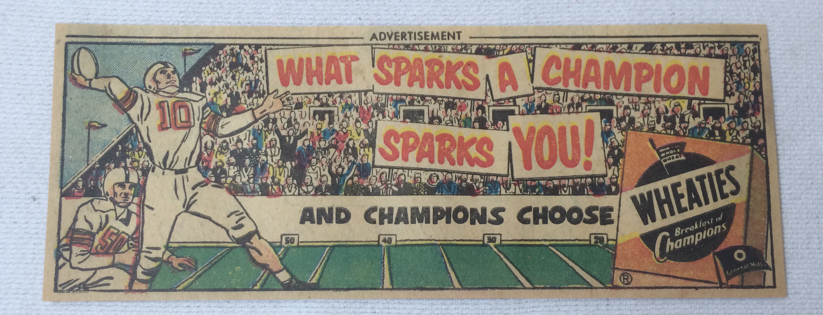 small 1951 Wheaties ad ~ FOOTBALL What Sparks A Champion