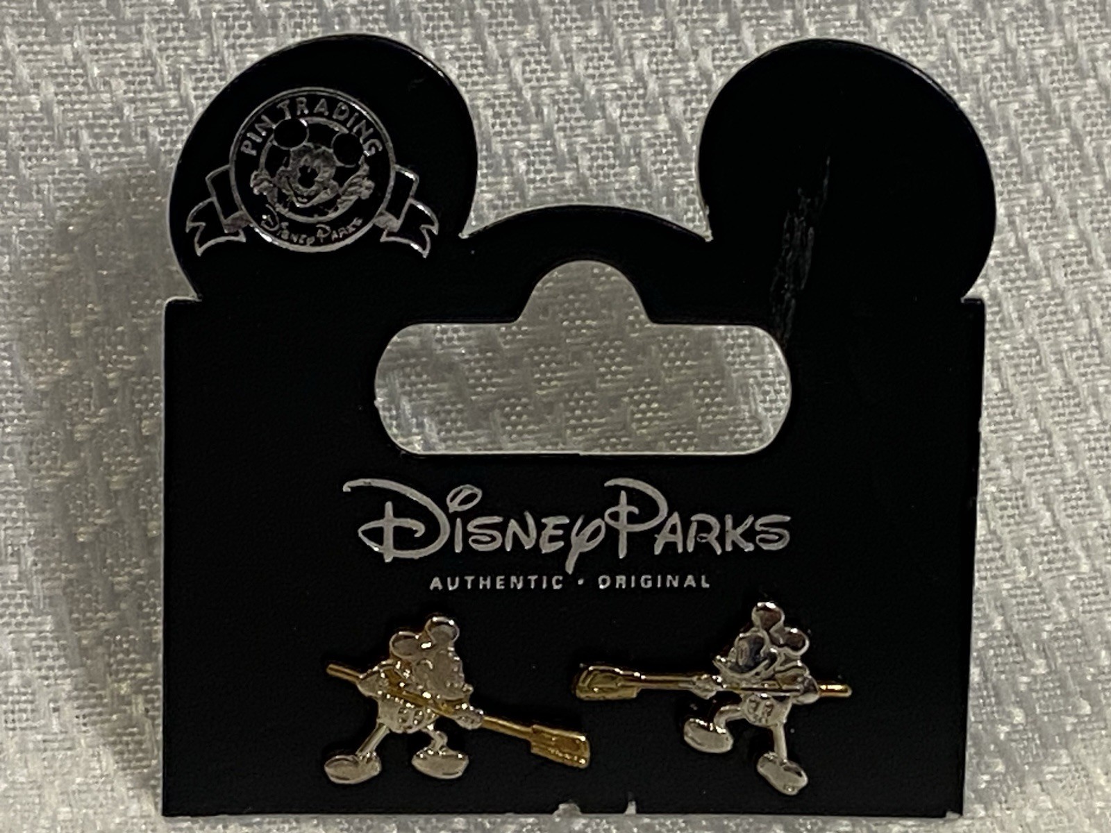 RARE Disney Cast Member Exclusive Custodial Award Earrings Sweeping Mickey NEW